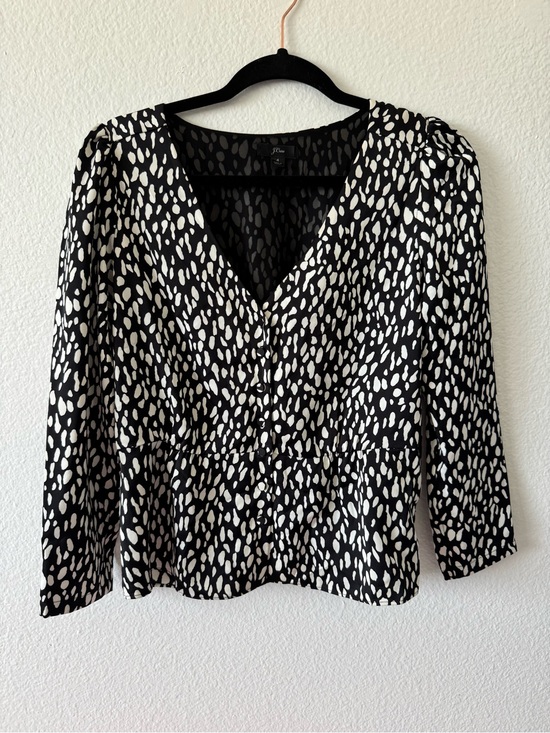 J. Crew Tops - J. Crew Black and White V-Neck Button-Front Blouse